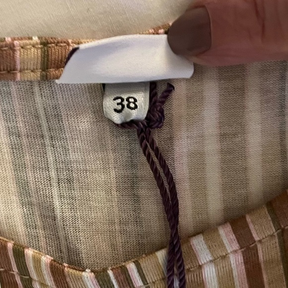 LASCANA Striped Flowy Tiered Sleeveless A-Line Summer Dress Beige 38 - Picture 7 of 15